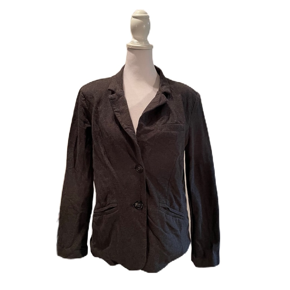 Style & Co Charcoal Long Sleeve 2 Front Button Lapel Neck Stretchy Jacket Medium